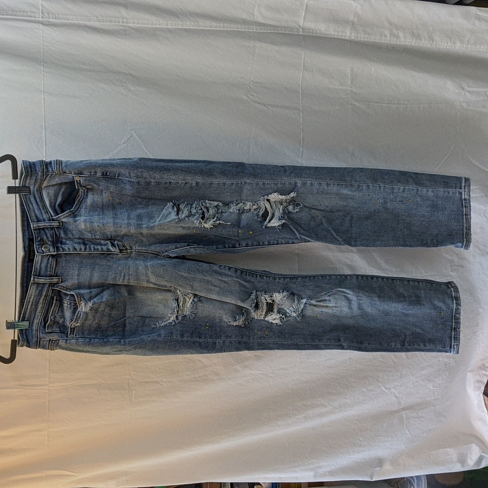 Judy Blue paint splattered distressed 16w jeans boyfriend